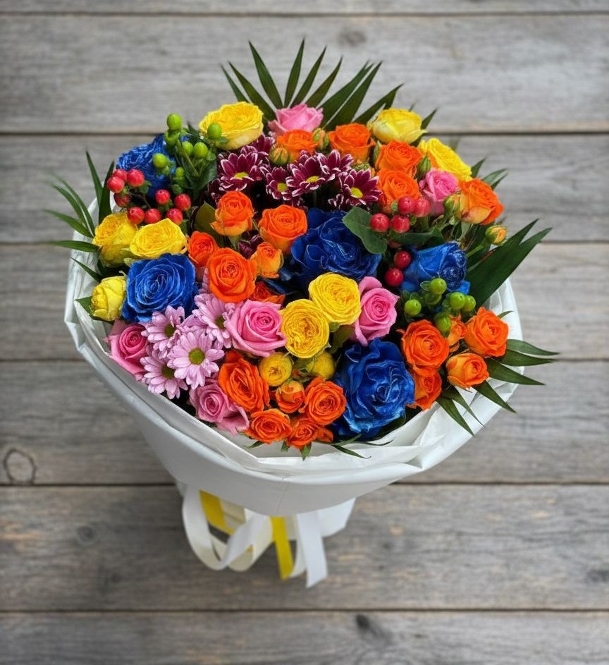 Букет цветов из: Розы и Хризантемы в Красном Маныче