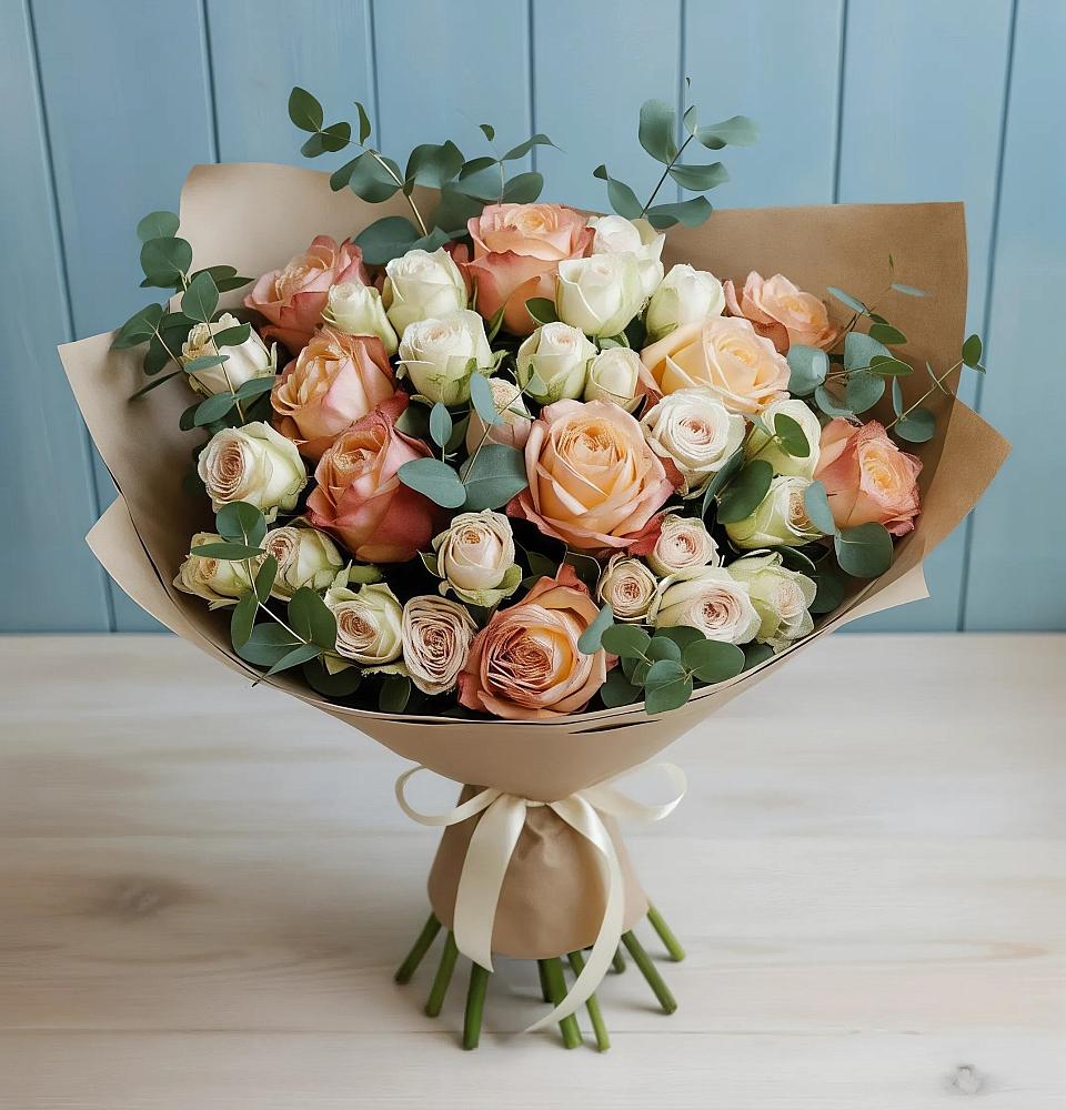 Букет цветов из: Альстромерии и Розы в Красном Маныче