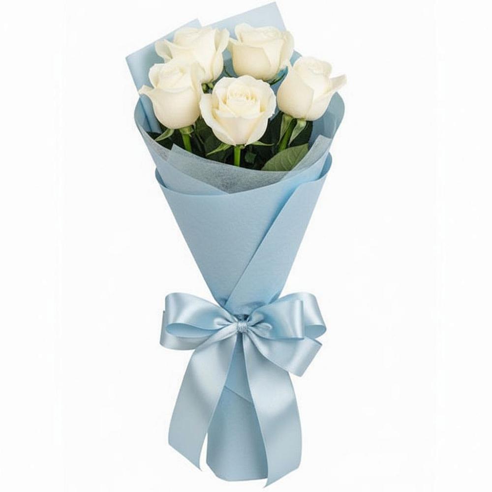 Букет 5 Белых роз Проуд в Красном Маныче
