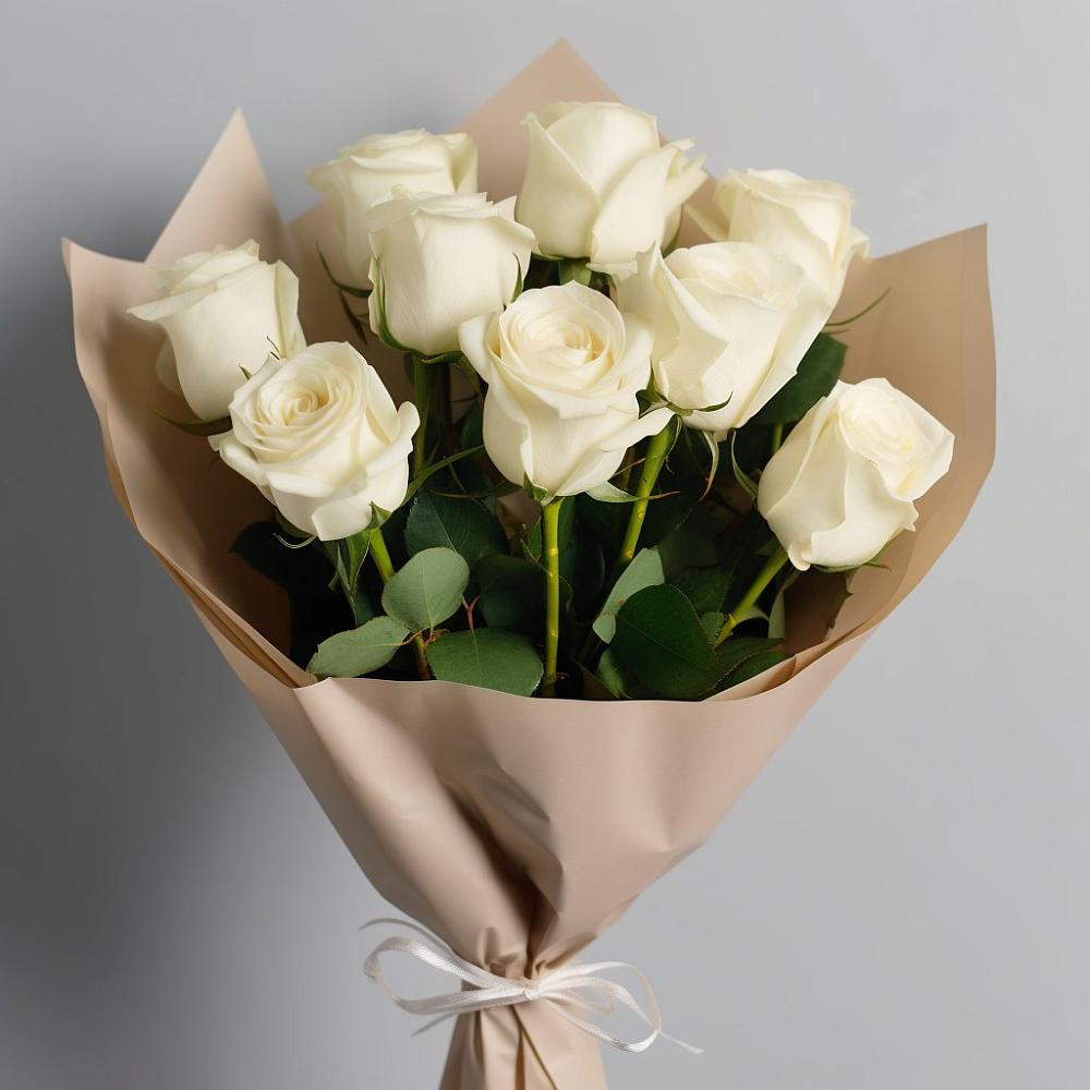 Букет 9 Белых роз Эдлесс Лав в Красном Маныче