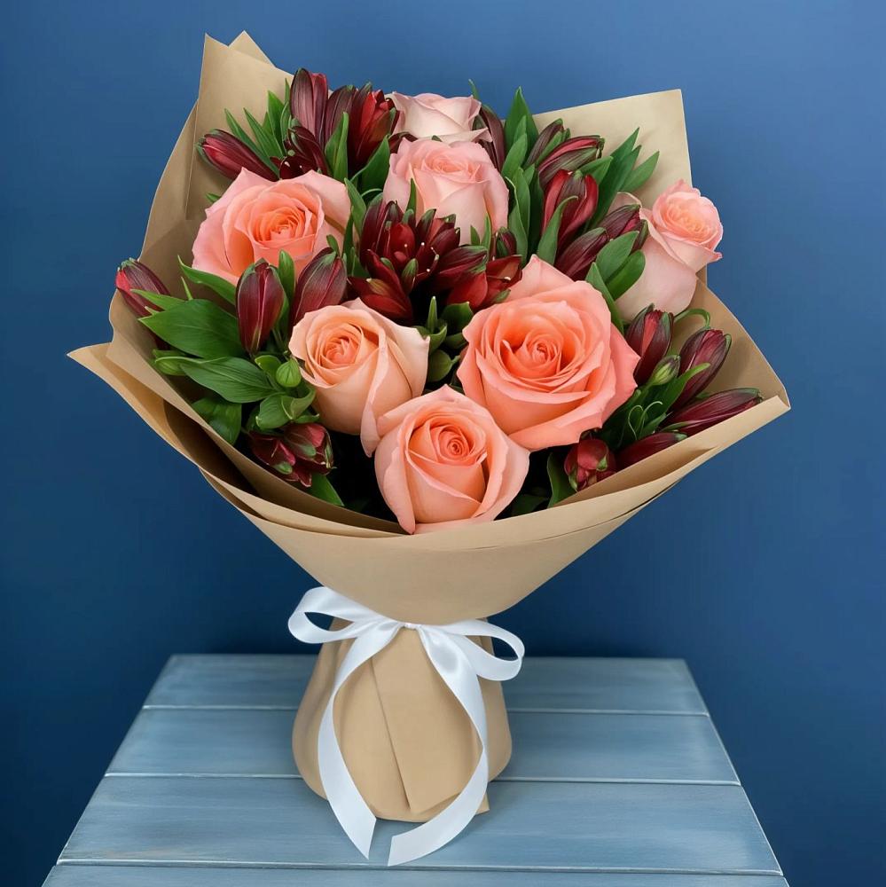 Букет цветов из: Розы и Альстромерии в Красном Маныче