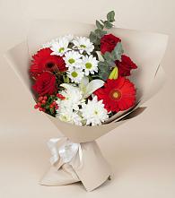 Букет цветов из:  Розы, Хризантемы, Герберы и Лилии в Красном Маныче