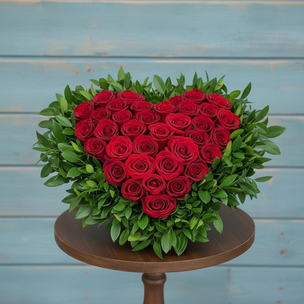 Цветочная композиция из Розы в виде сердца в Красном Маныче