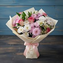 Букет цветов из:  Хризантемы, Альстромерии и Розы в Красном Маныче