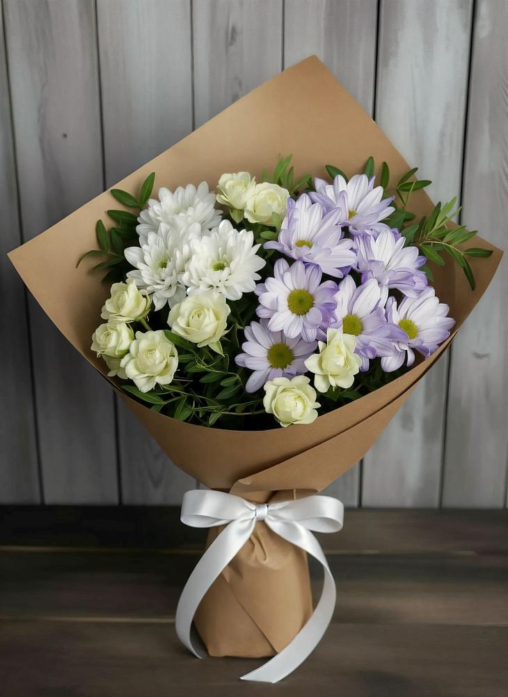 Букет цветов из: Хризантемы и Розы в Красном Маныче